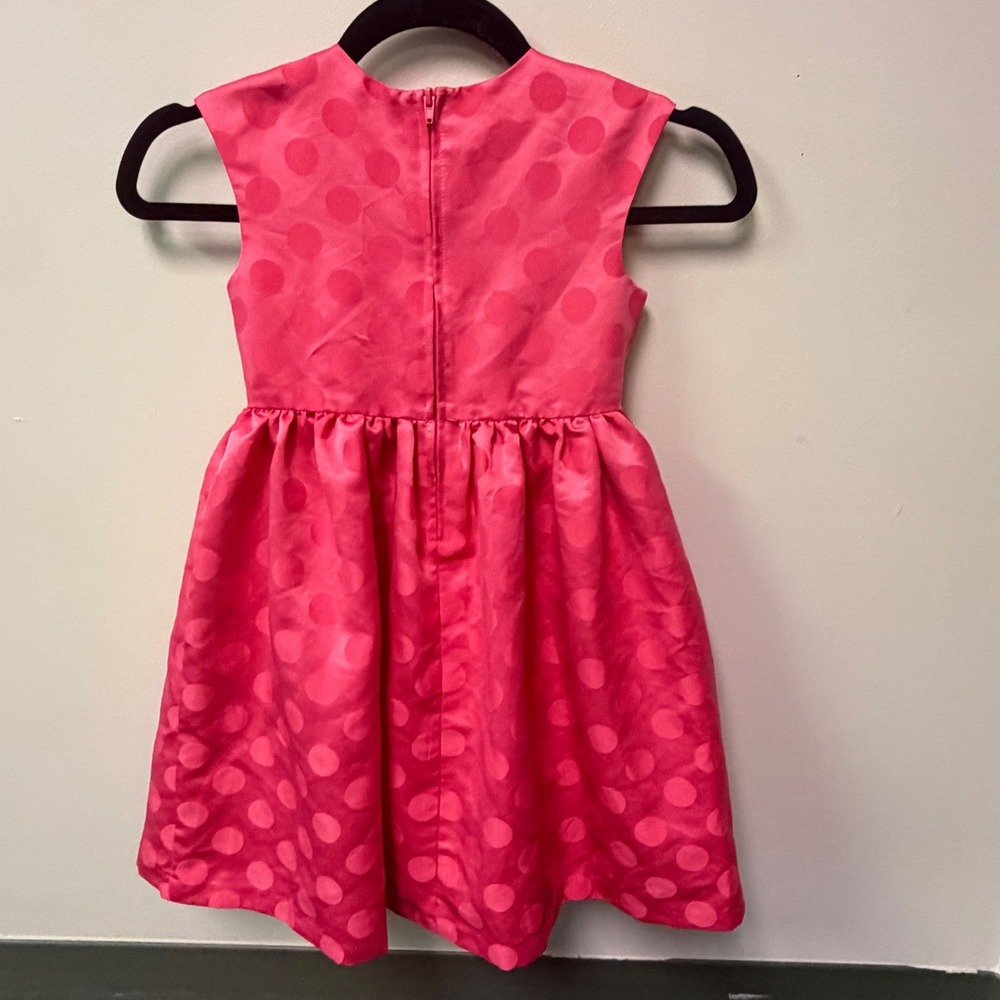 Bonnie Jean Girls Pink Preppy Polka Dot Bow Elegant Semi-Formal Party Dress Sz 6 - Picture 3 of 4